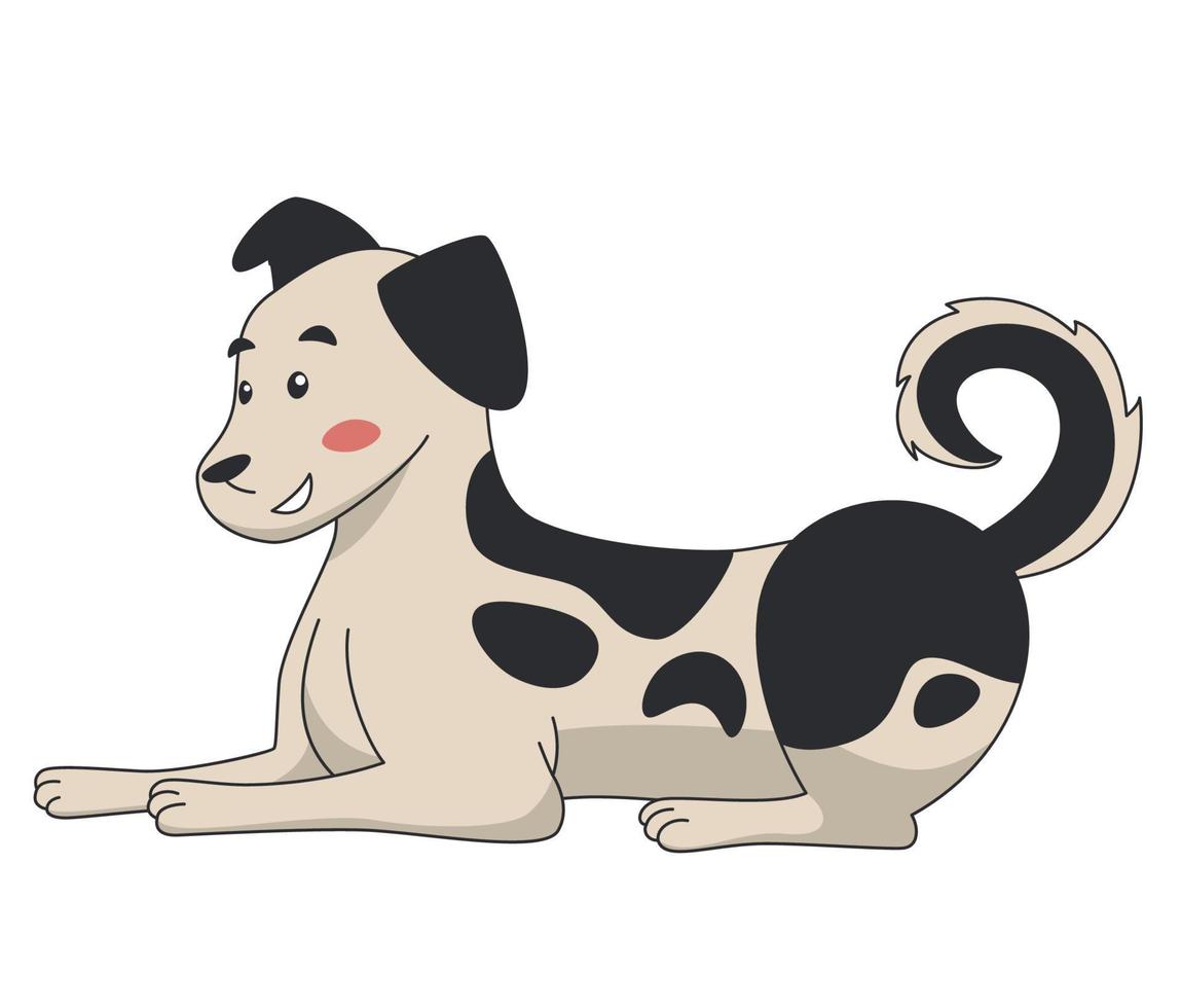 Cute cartoon dog lying down and relaxing vector