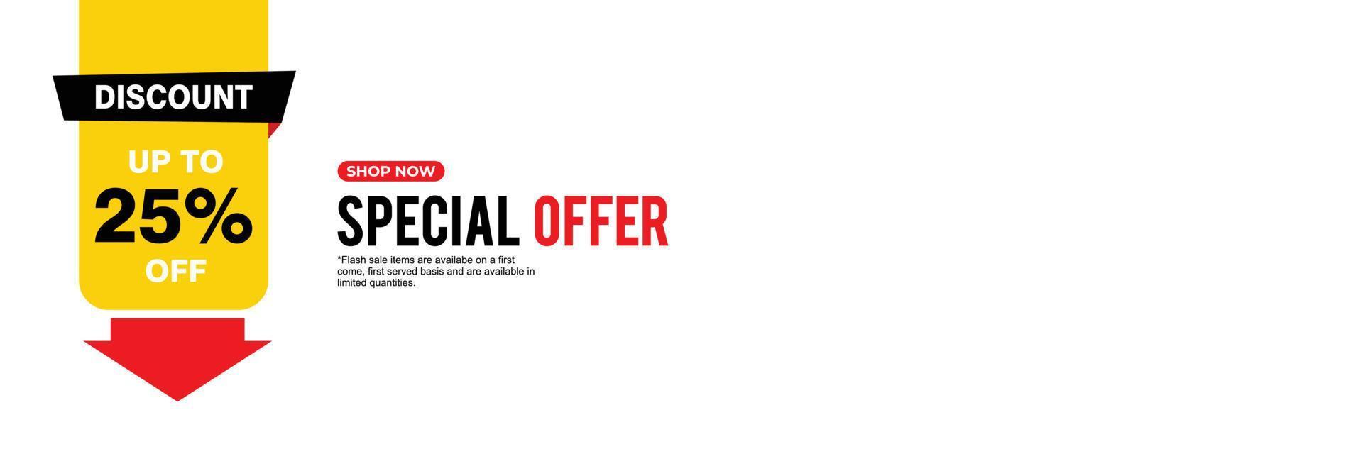 25 Percent discount offer, clearance, promotion banner layout with advertising template. vector
