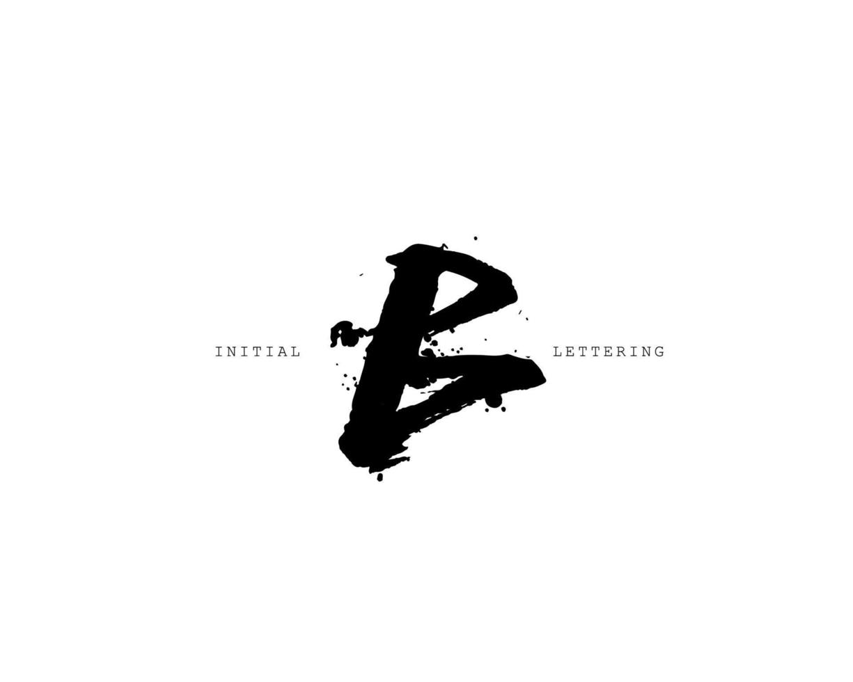 B Initial brush handwriting or handwritten logo for identity. Logo with signature and hand drawn style. vector