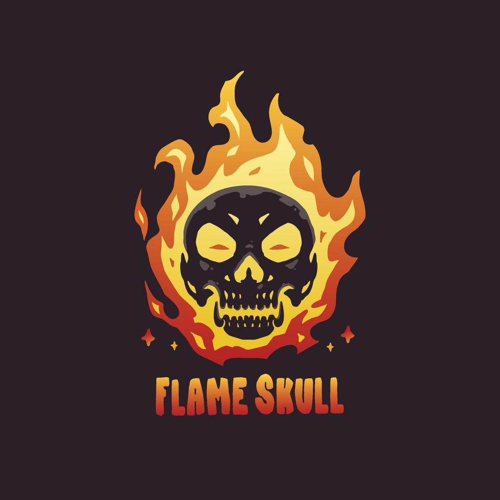 The colorful flame skull cartoon illustration vector