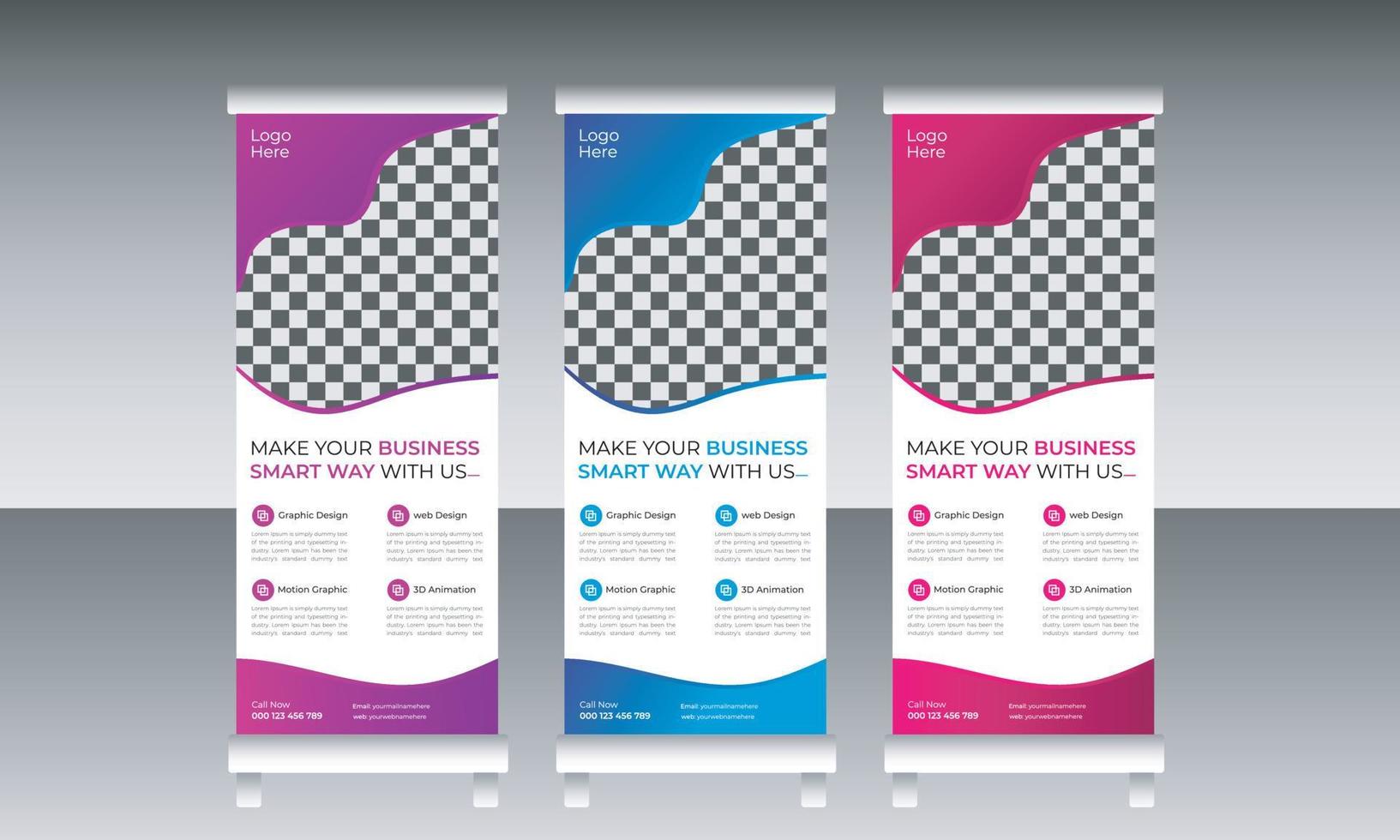 Professional business roll up banner template vector