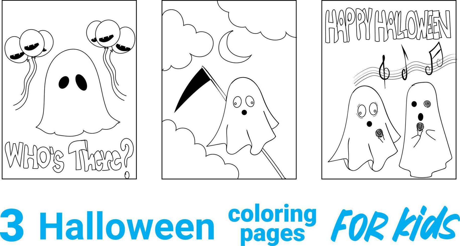 página para colorear ilustración vectorial en blanco y negro con calabaza feliz en sombrero de bruja. Página para colorear de Halloween Spooky Cottage para niños. vector