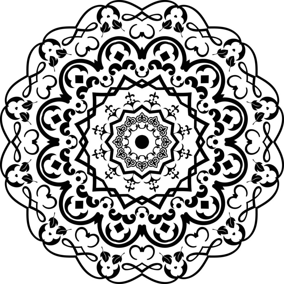 Easy mandalas for relaxation, meditation coloring, Basic mandala in circle floral shape for beginner, adults, seniors and kids. vector