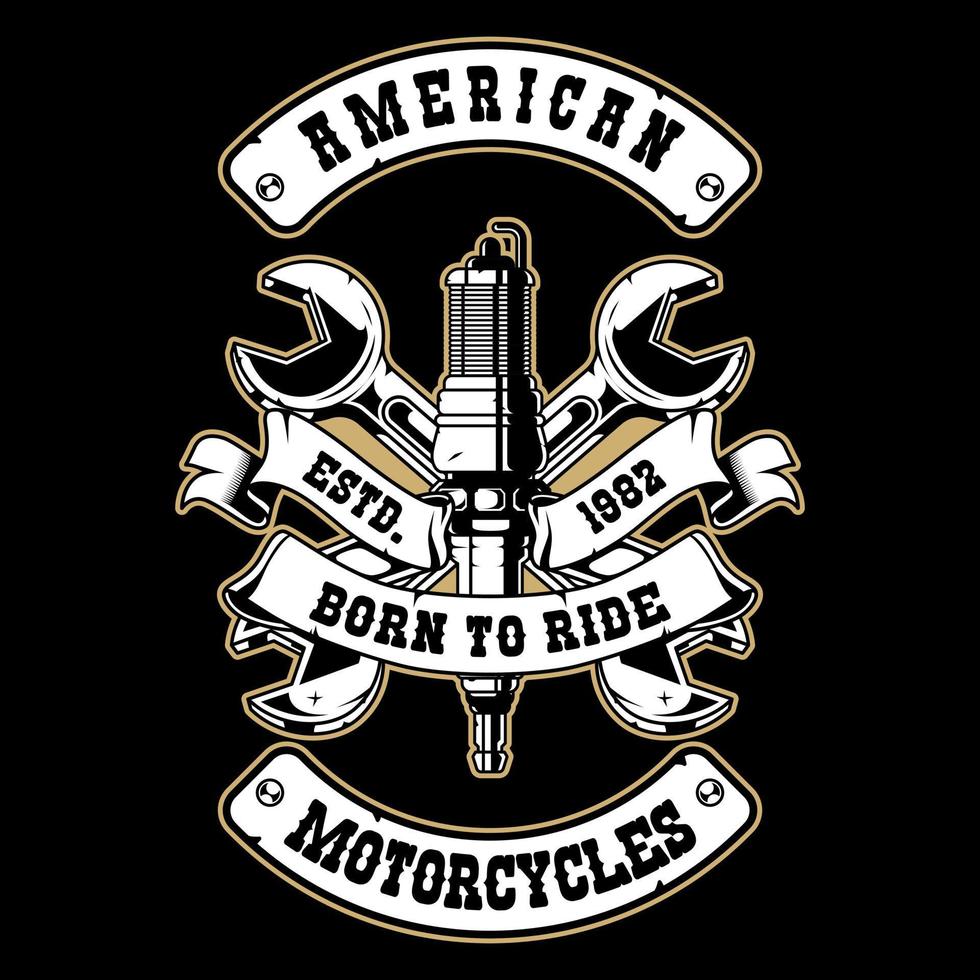 logotipo de motocicleta personalizado con llave cruzada vector