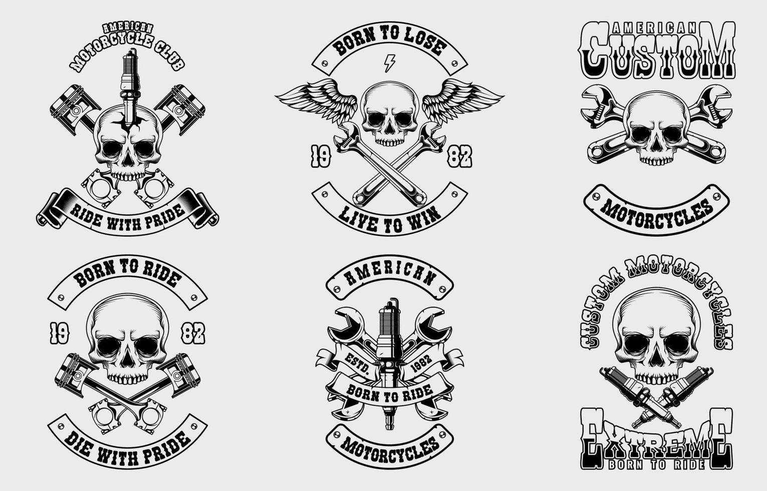 motorcycles riders club logo set vector