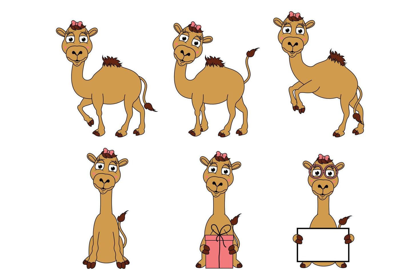 lindo gráfico de dibujos animados de animales camellos vector