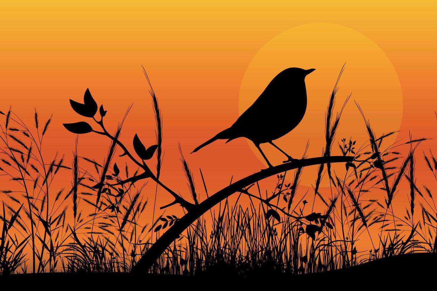 cute bird silhouette landscape graphic vector