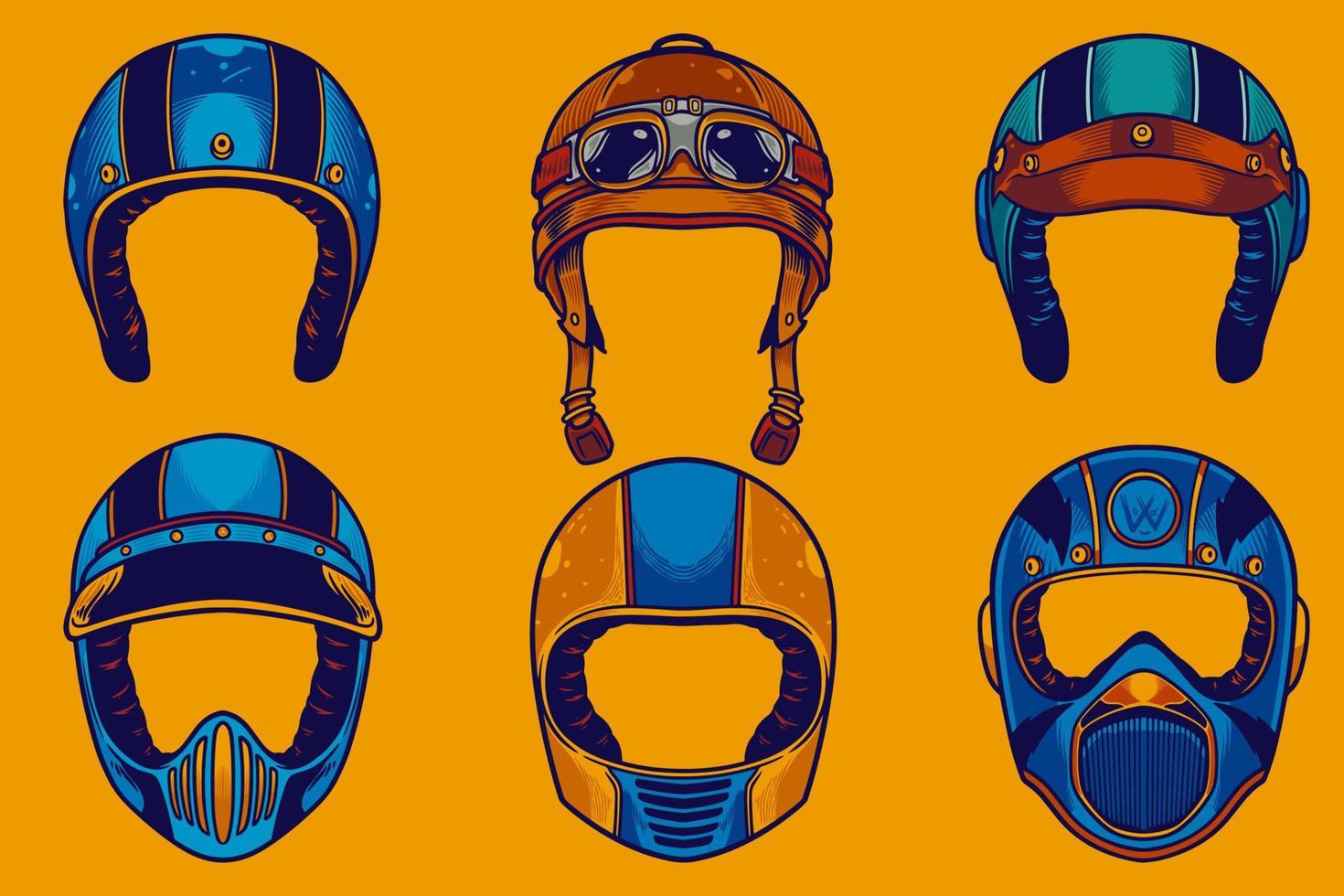 varios casco vector ilustración conjunto estilo de dibujos animados