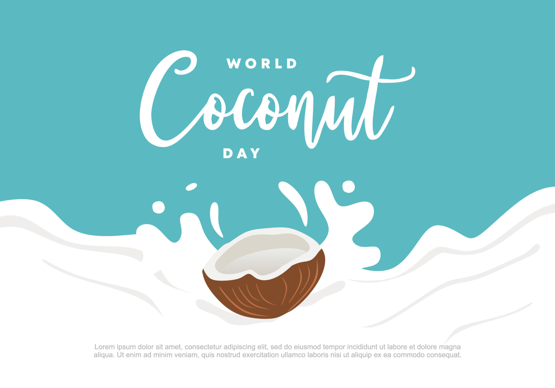 World coconut day with on water splash september 2. 10819705 Vector Art