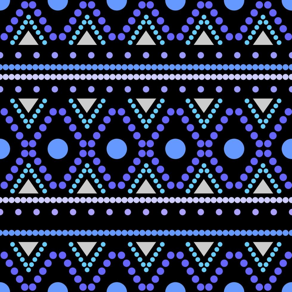 círculo patrón étnico tribal sin costuras en color azul dominante. vector