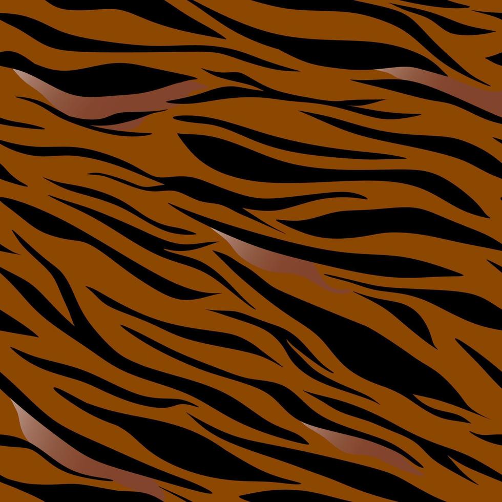 Tiger skin seamless pattern in black orange color. vector