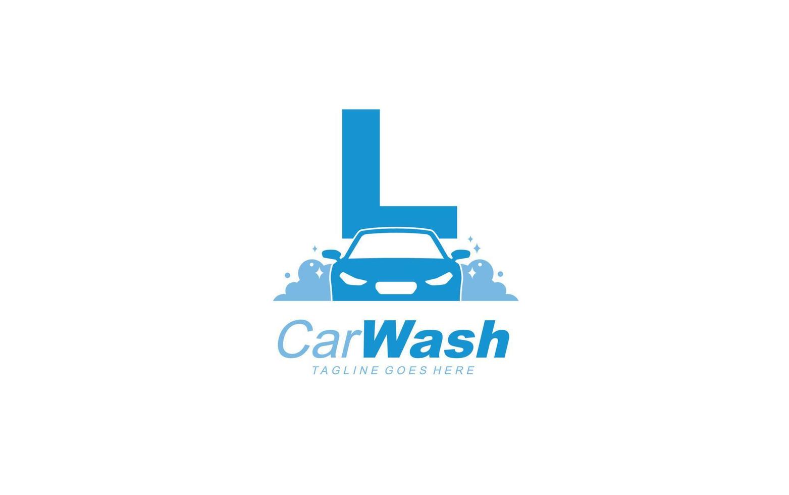 L  logo carwash for identity. car template vector illustration for your brand.