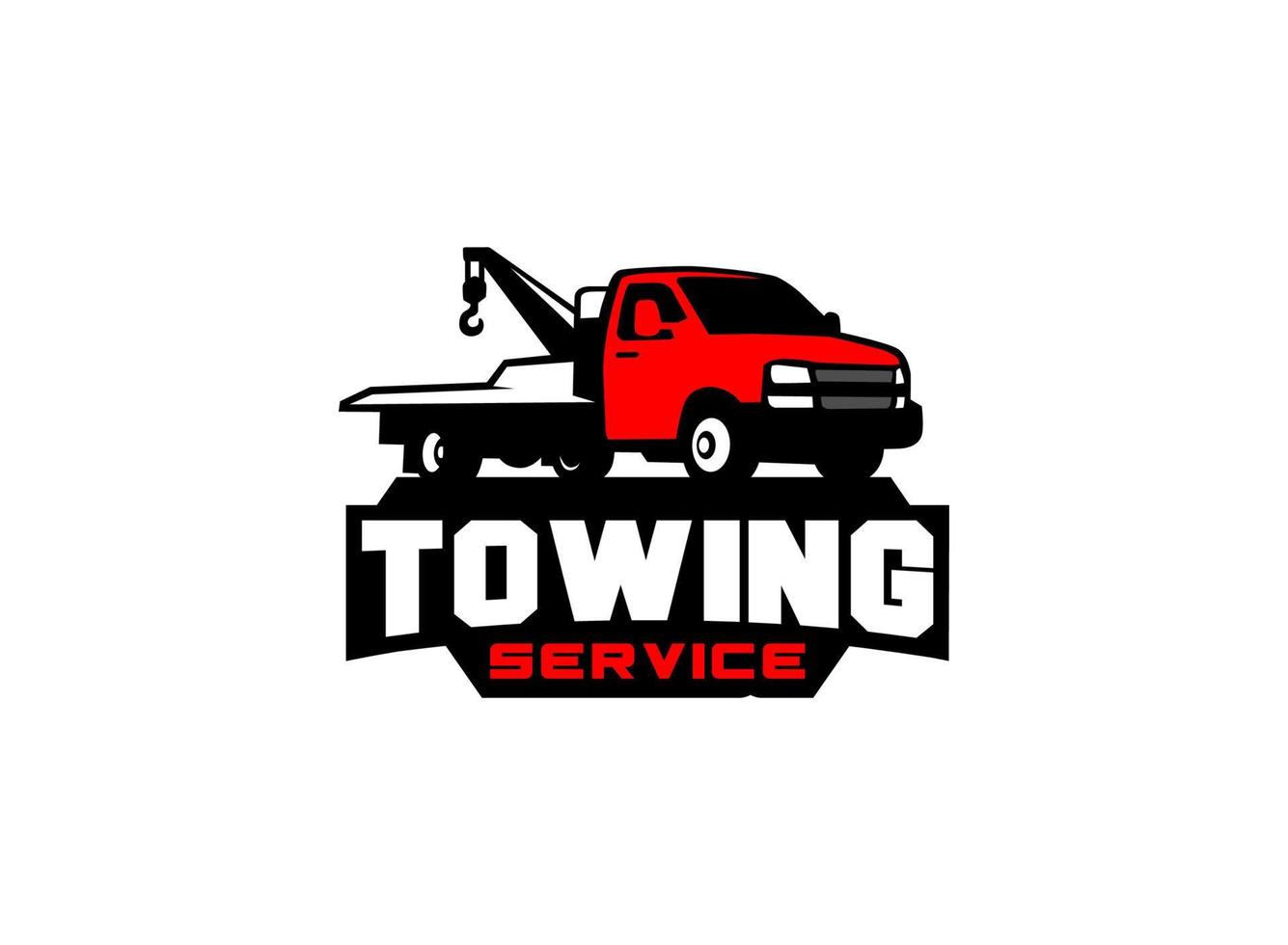 Towing service logo vector for transportation company. Heavy equipment template vector illustration for your brand.