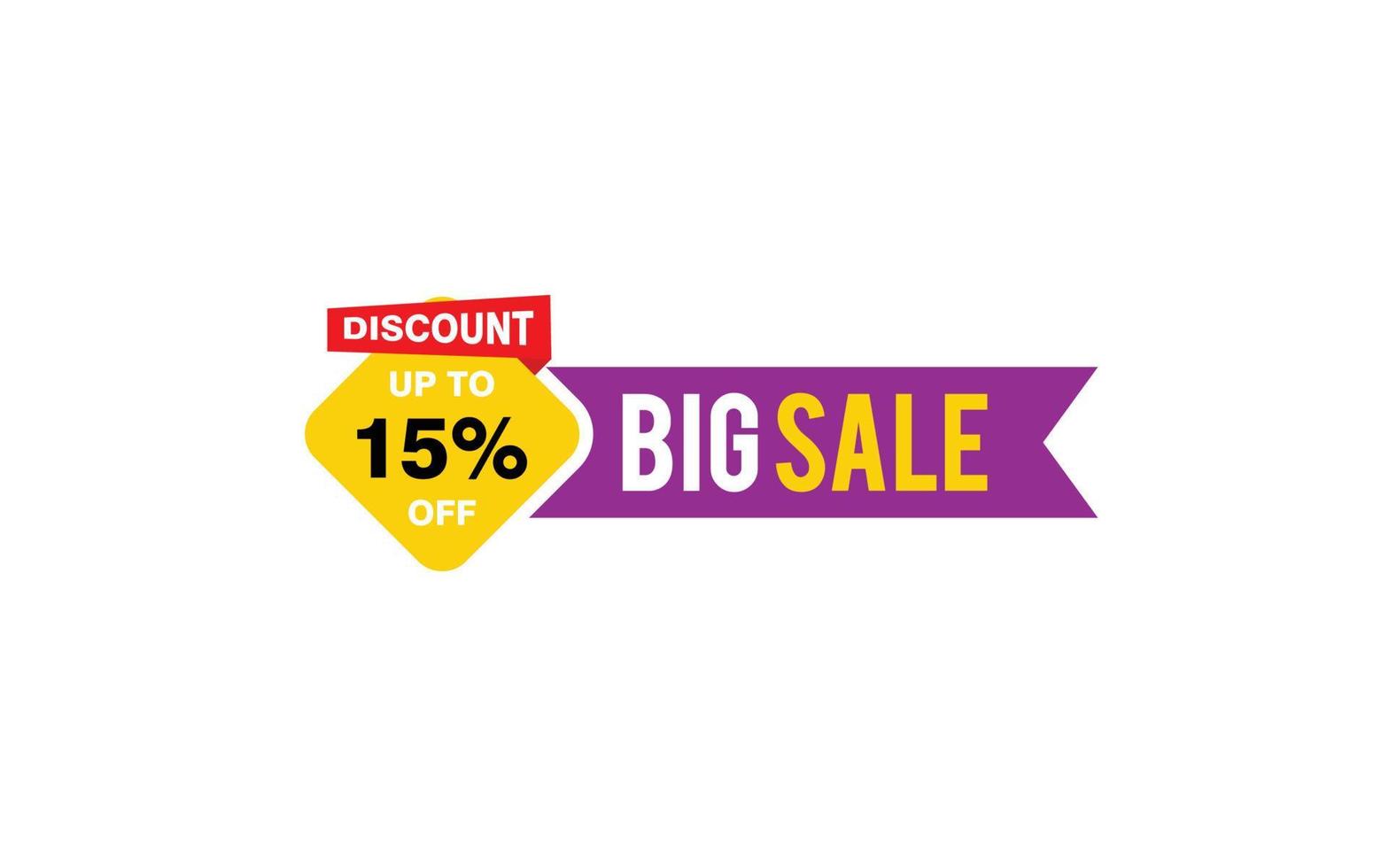 15 Percent discount offer, clearance, promotion banner layout with sticker badge. vector