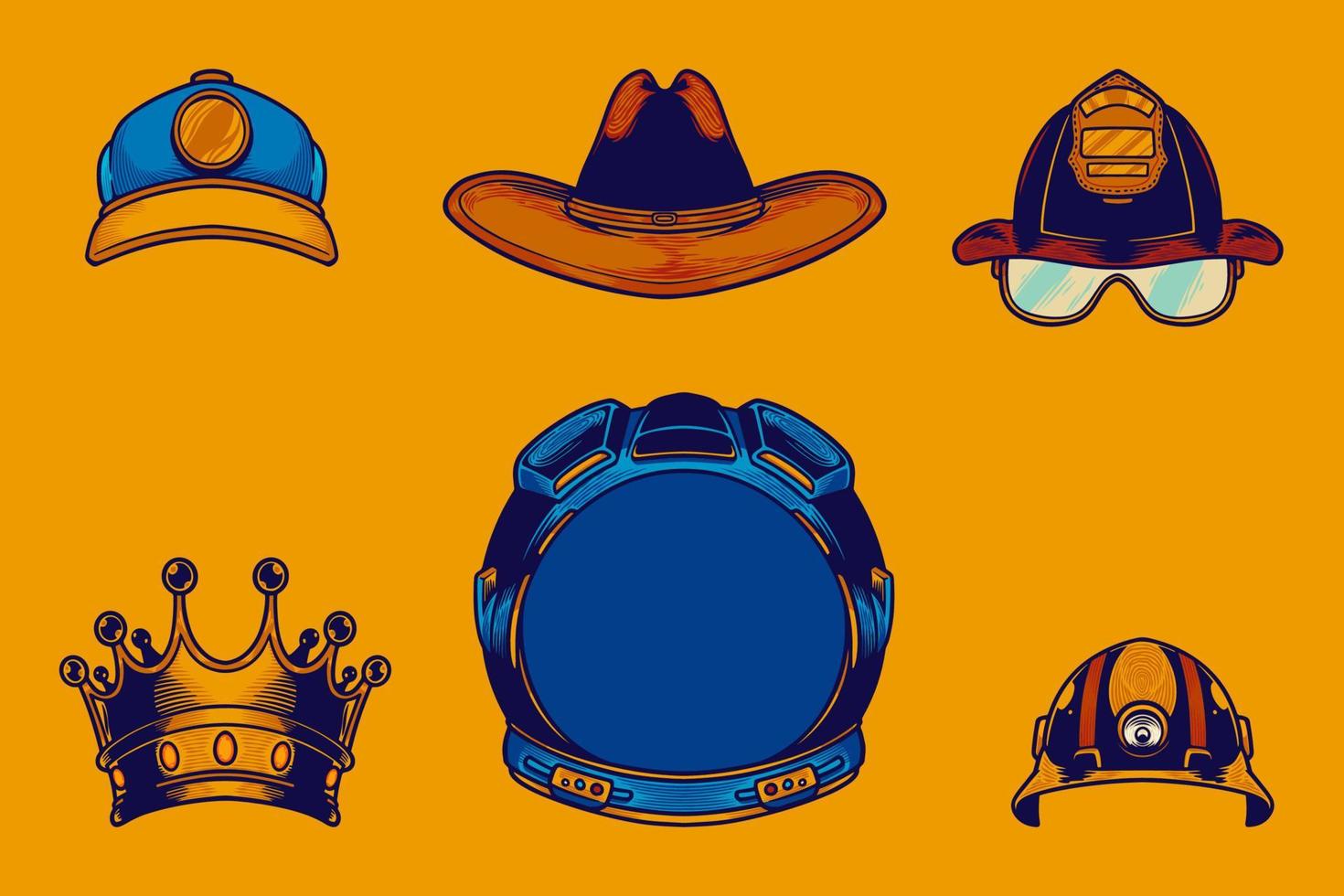 various head gear vector illustration set cartoon style