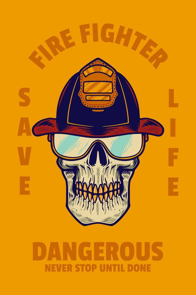 skull head wear helmet card poster vector illustration