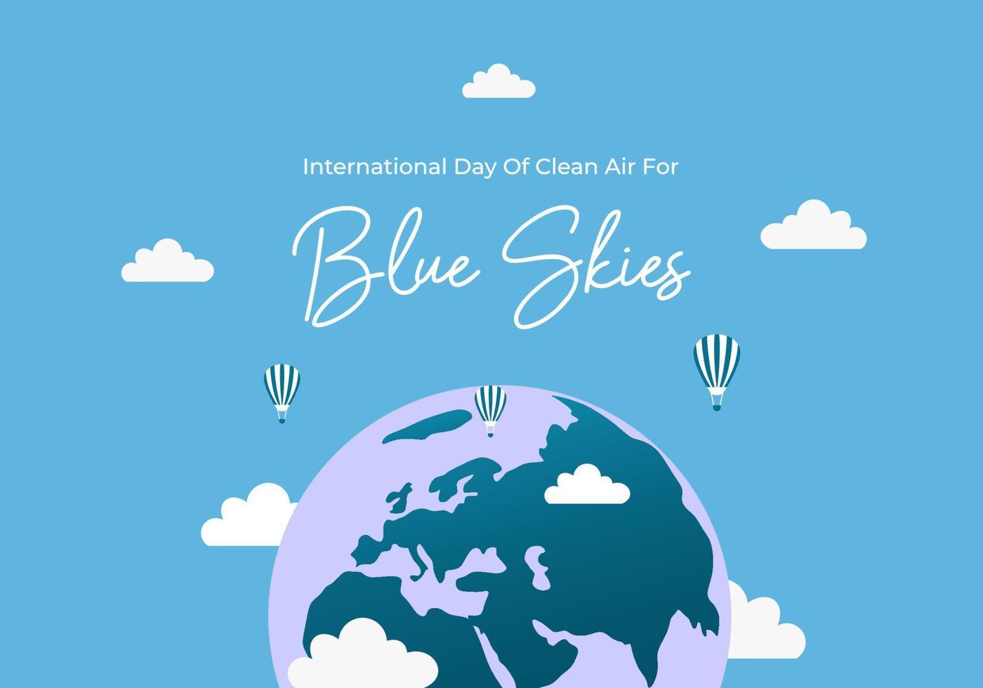 día internacional del aire limpio con globo terráqueo y globo aerostático vector