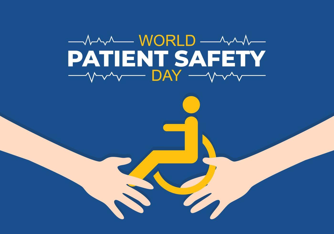 World patient safety day background with two hands and safety symbol vector