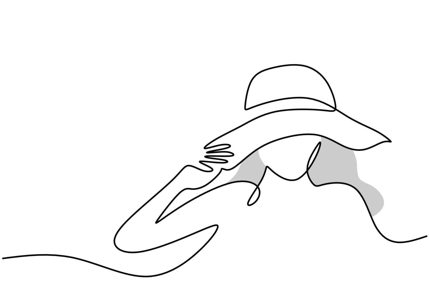 One continuous single line hand drawing of beautiful woman with hat vector