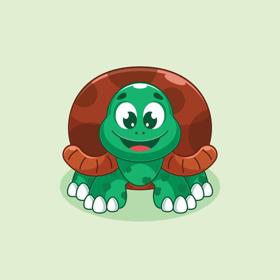 lindo diseño de dibujos animados de tortuga sonriente vector