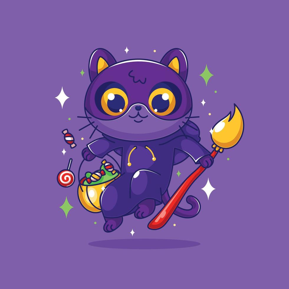 Cartoon Halloween cat illustration vector