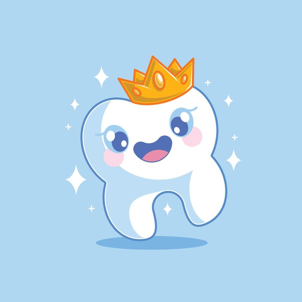 Tooth and royal king cartoon design vector