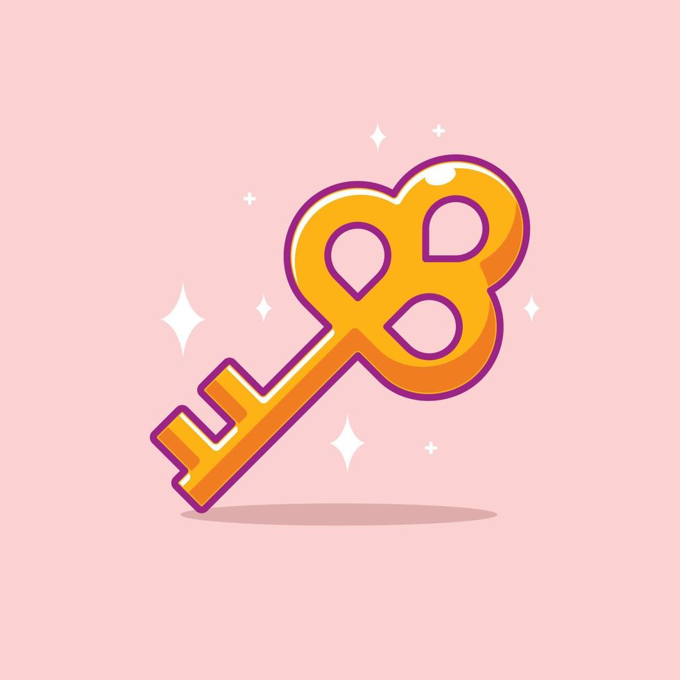 Golden key security access cartoon vector