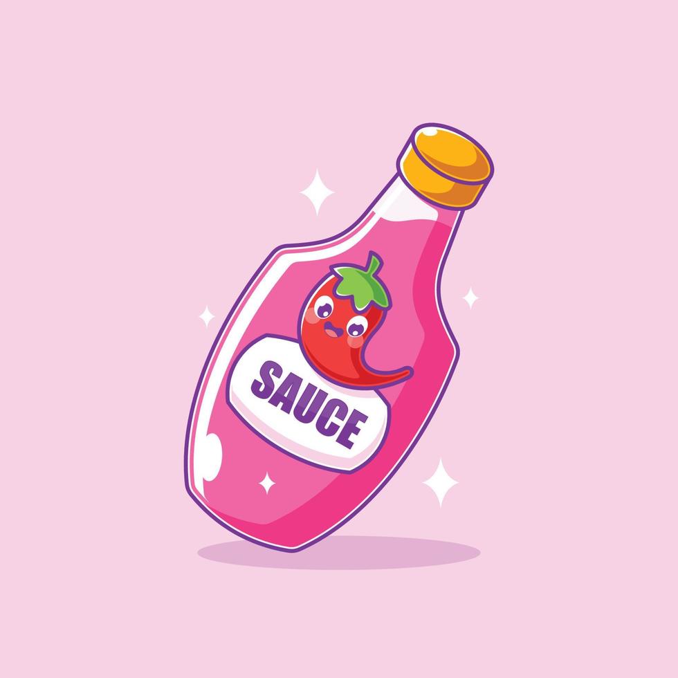 diseño de dibujos animados de embalaje de botella de salsa vector