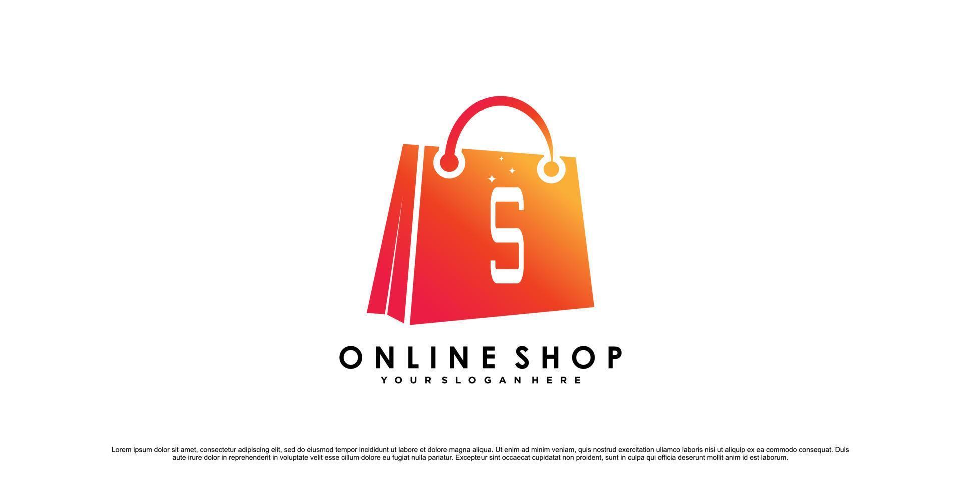 Online shop logo design for commerce business icon with modern style concept Premium Vector
