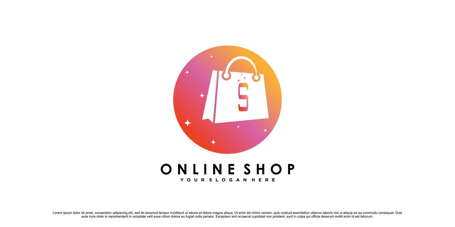 Online shop logo design for commerce business icon with modern style concept Premium Vector