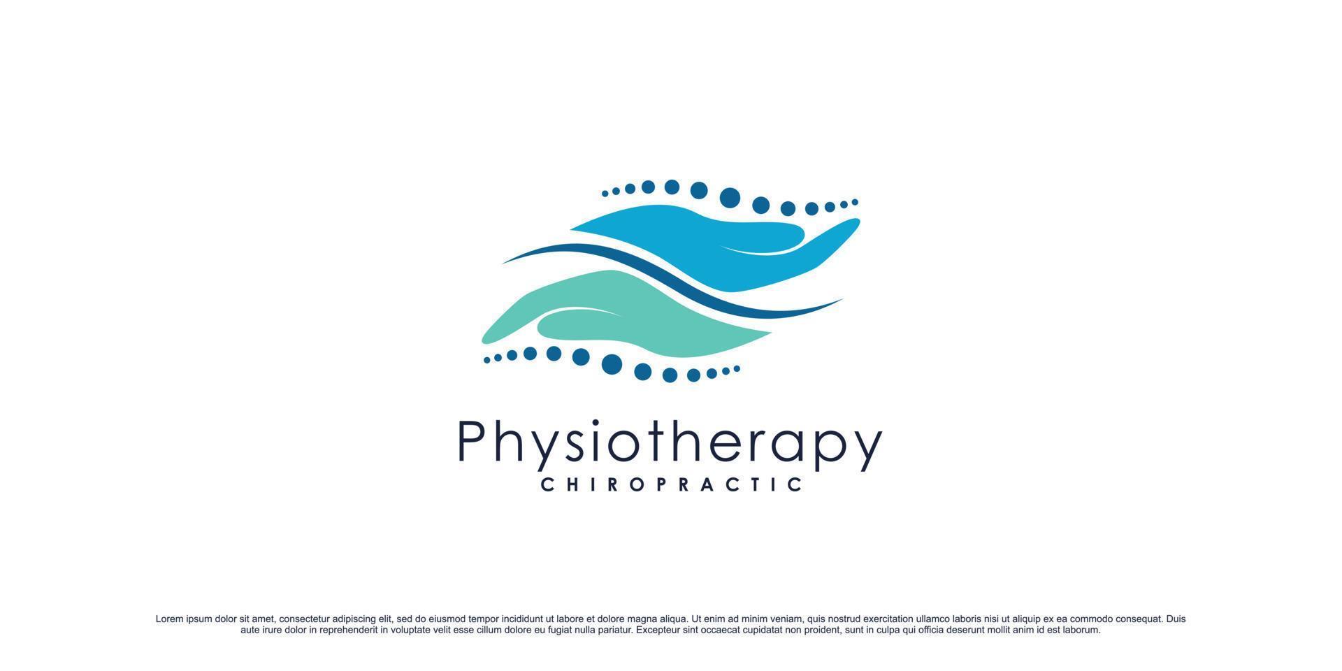 diseño de logotipo de fisioterapia para atención médica y médica con vector premium de concepto moderno creativo