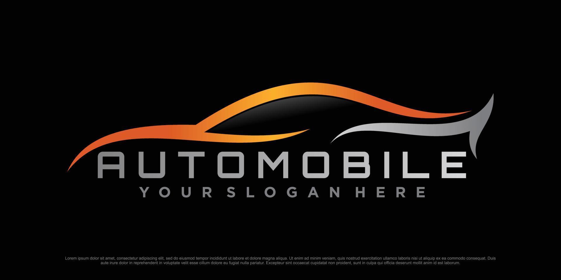 diseño de logotipo de coche con icono de coche deportivo y vector premium de concepto moderno