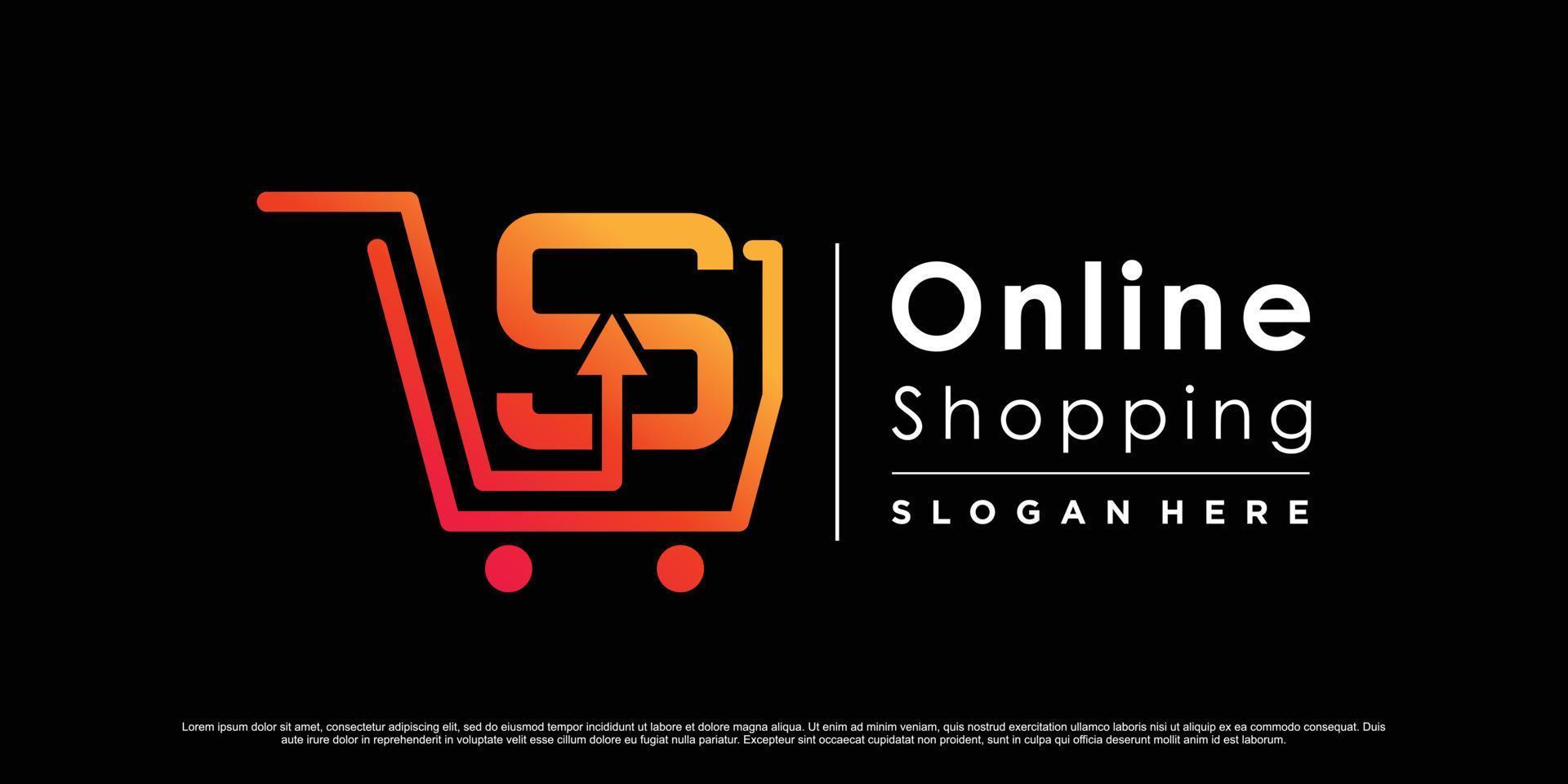 Online shopping icon logo design for commerce business with modern concept Premium Vector