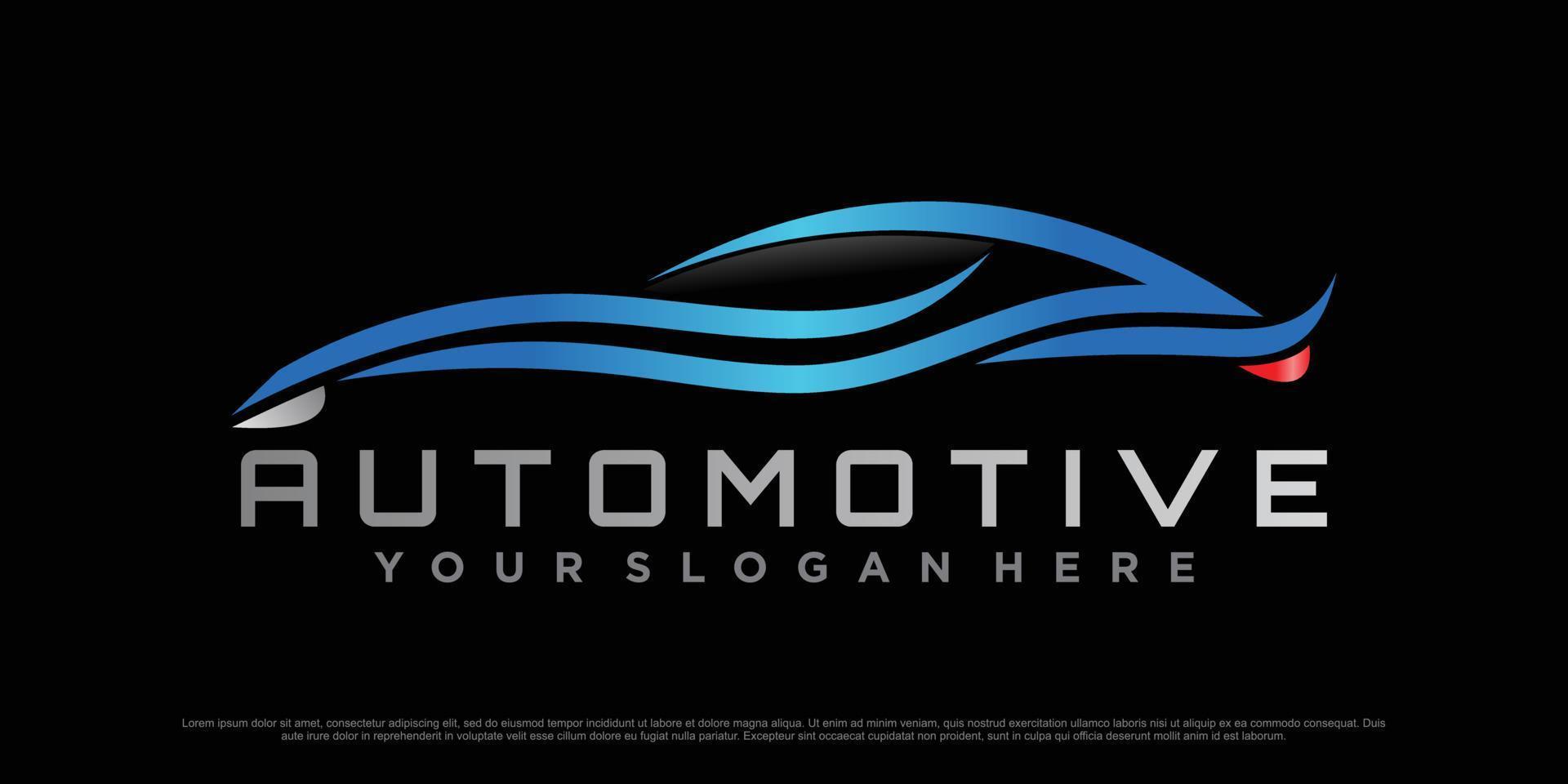 diseño de logotipo automotriz con ícono de automóvil deportivo y vector premium de concepto moderno creativo