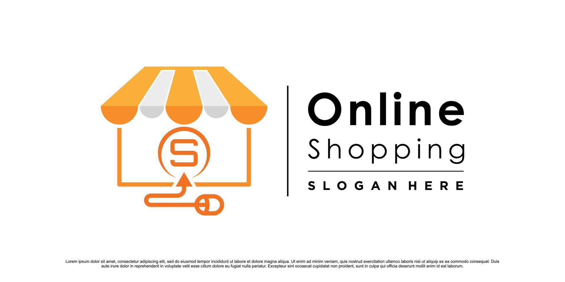 Online shopping icon logo design for commerce business with modern concept Premium Vector