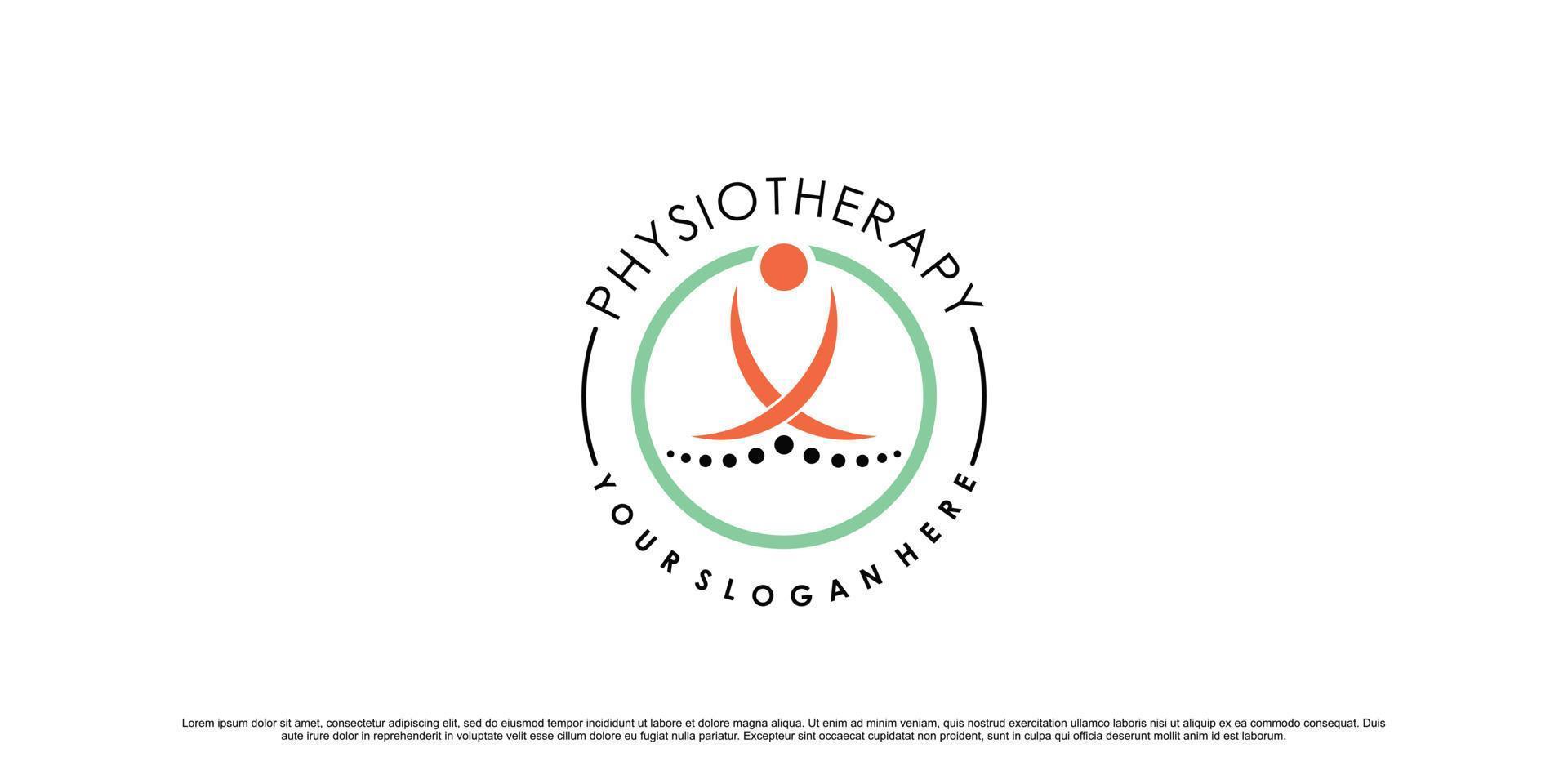 diseño de logotipo de fisioterapia para atención médica y médica con vector premium de concepto moderno creativo