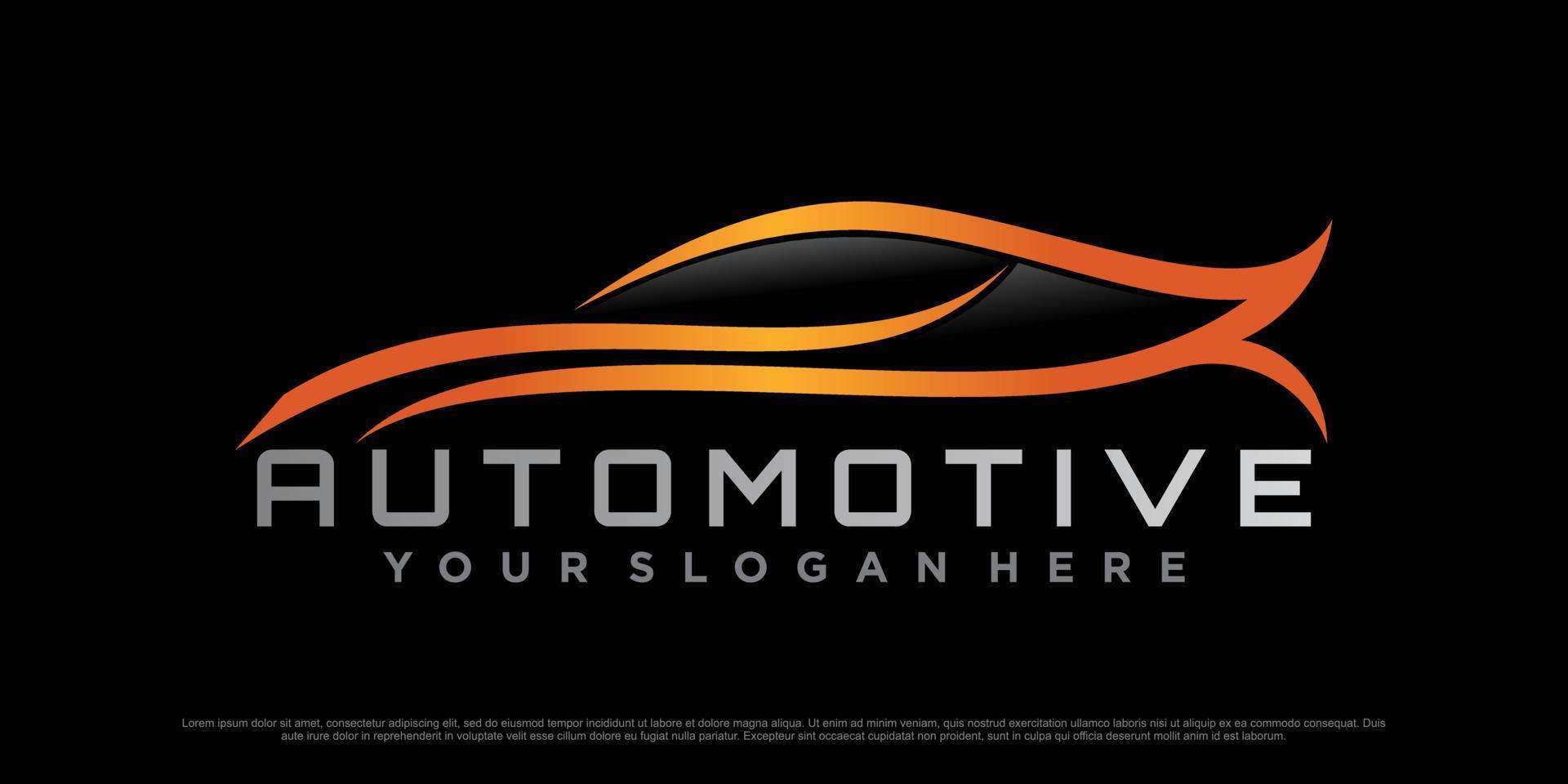 diseño de logotipo automotriz con ícono de automóvil deportivo y vector premium de concepto moderno creativo