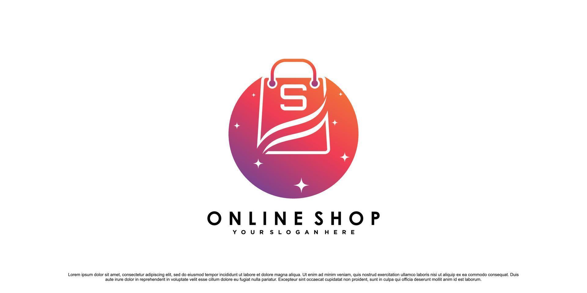 Online shop logo design for commerce business icon with modern style concept Premium Vector