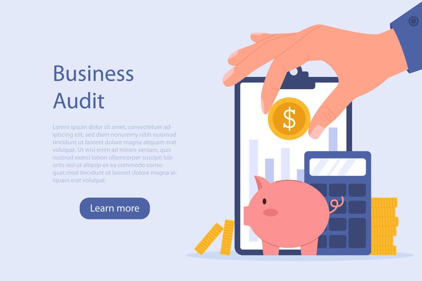 Business audit landing page concept vector