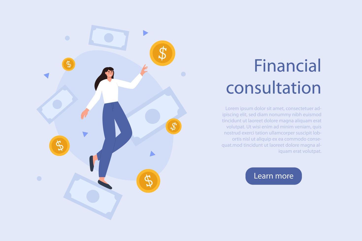 Financial consultation landing page concept vector