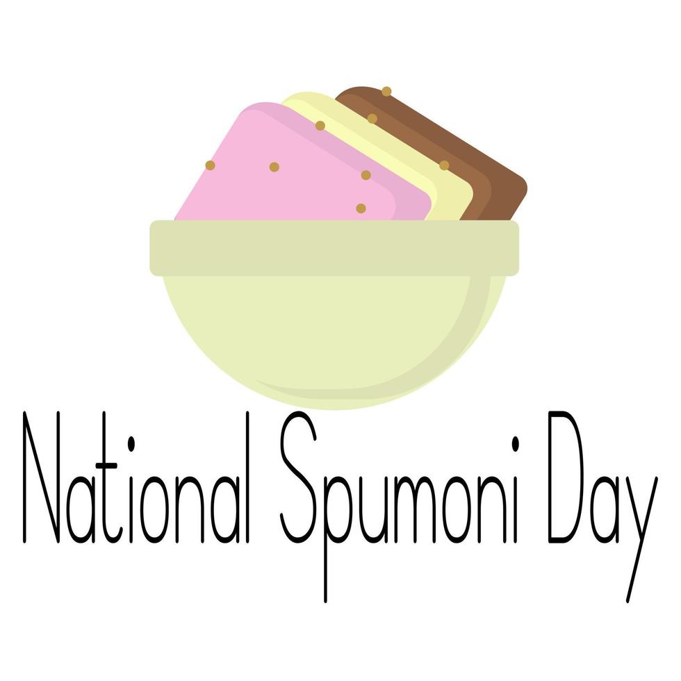National Spumoni Day, cold creamy dessert with three flavors vector