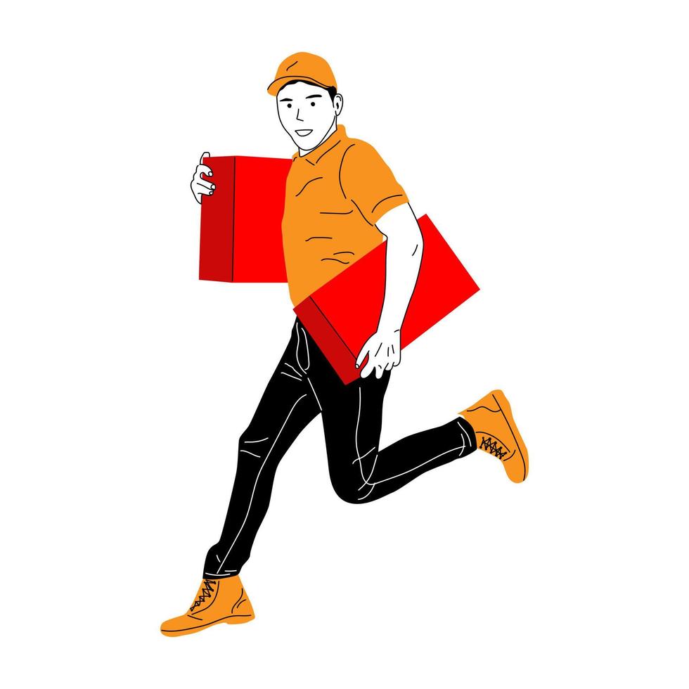 post office employee illustration,fast delivery,package in a box vector