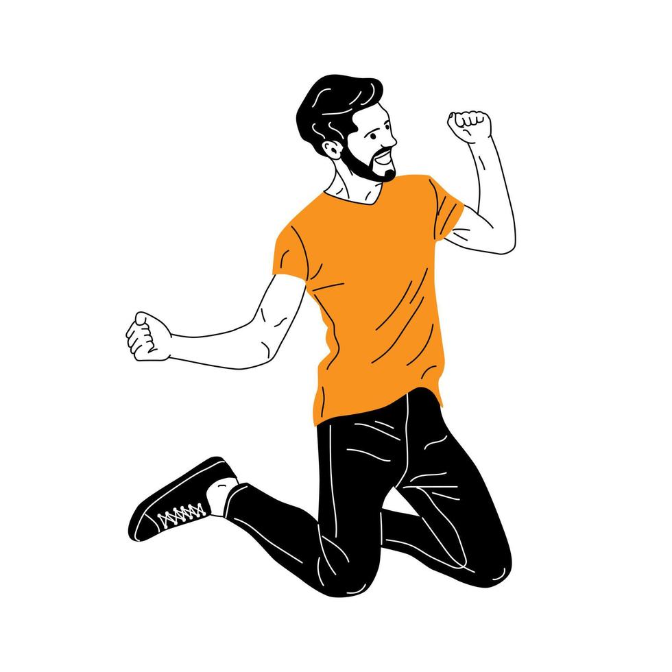 ilustración de hombre saltando de alegría vector