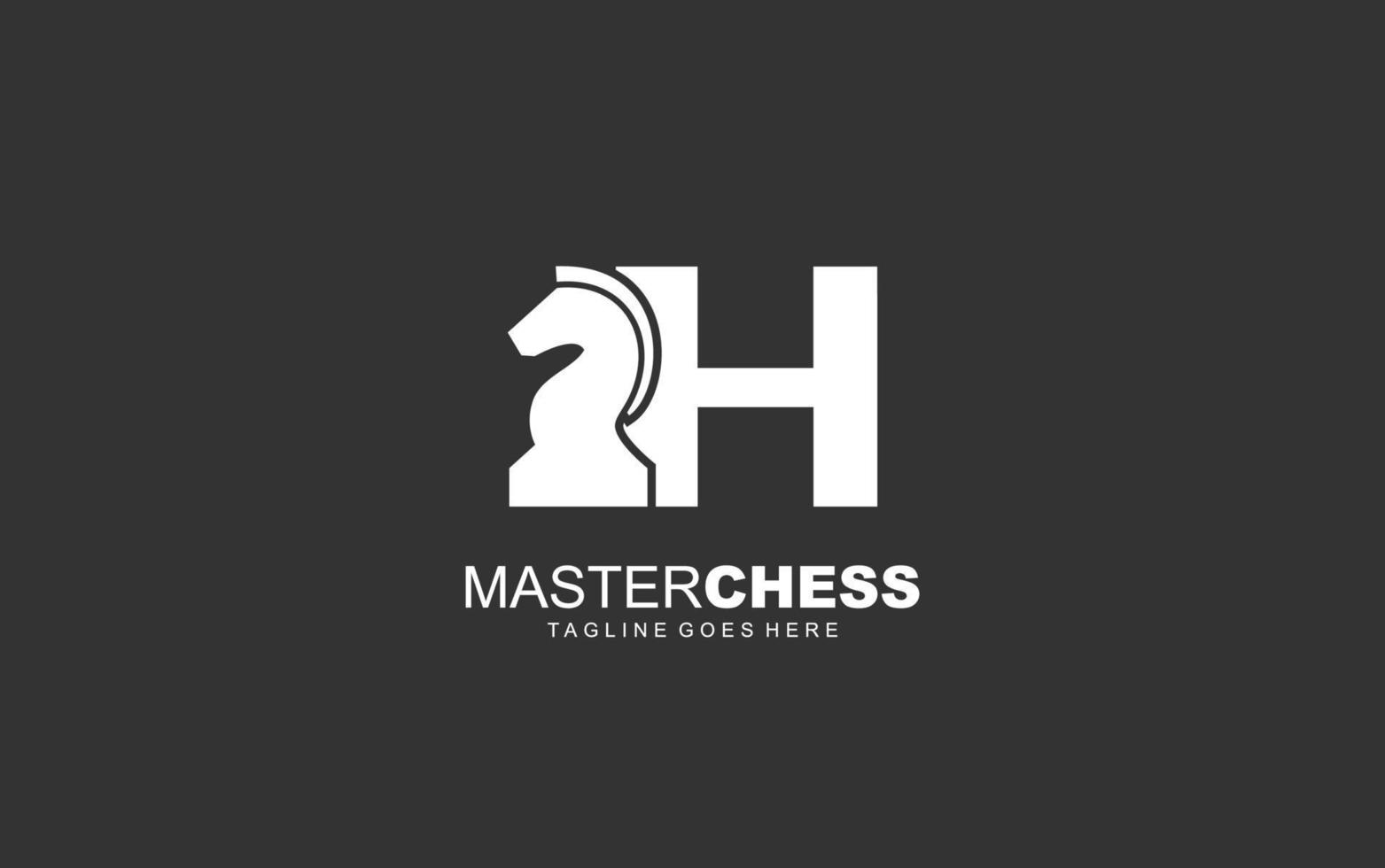 H logo CHESS for branding company. HORSE template vector illustration for your brand.