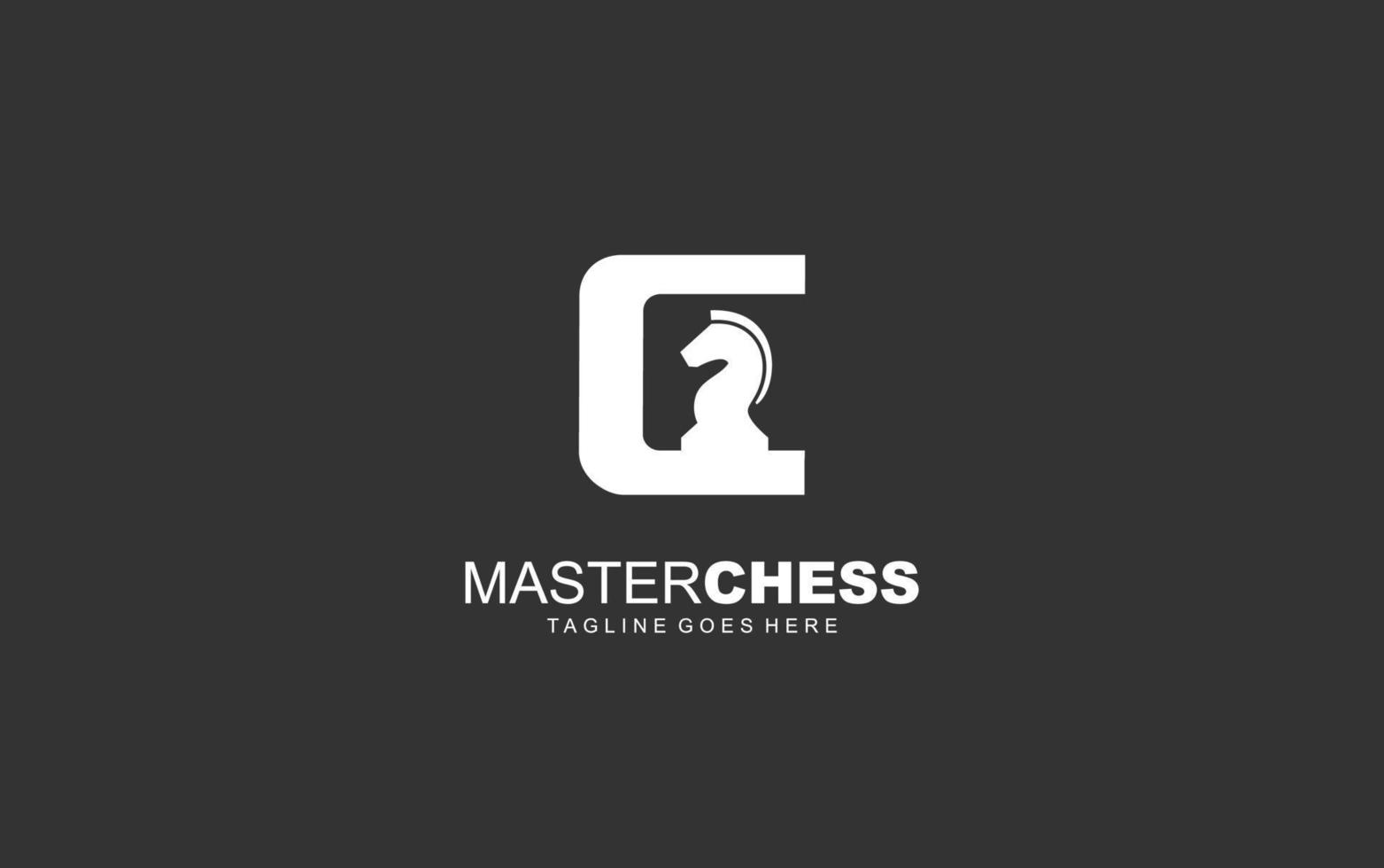 C logo CHESS for branding company. HORSE template vector illustration for your brand.
