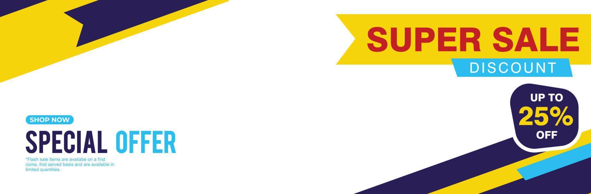 25 Percent discount offer, clearance, promotion banner layout with advertising template. vector