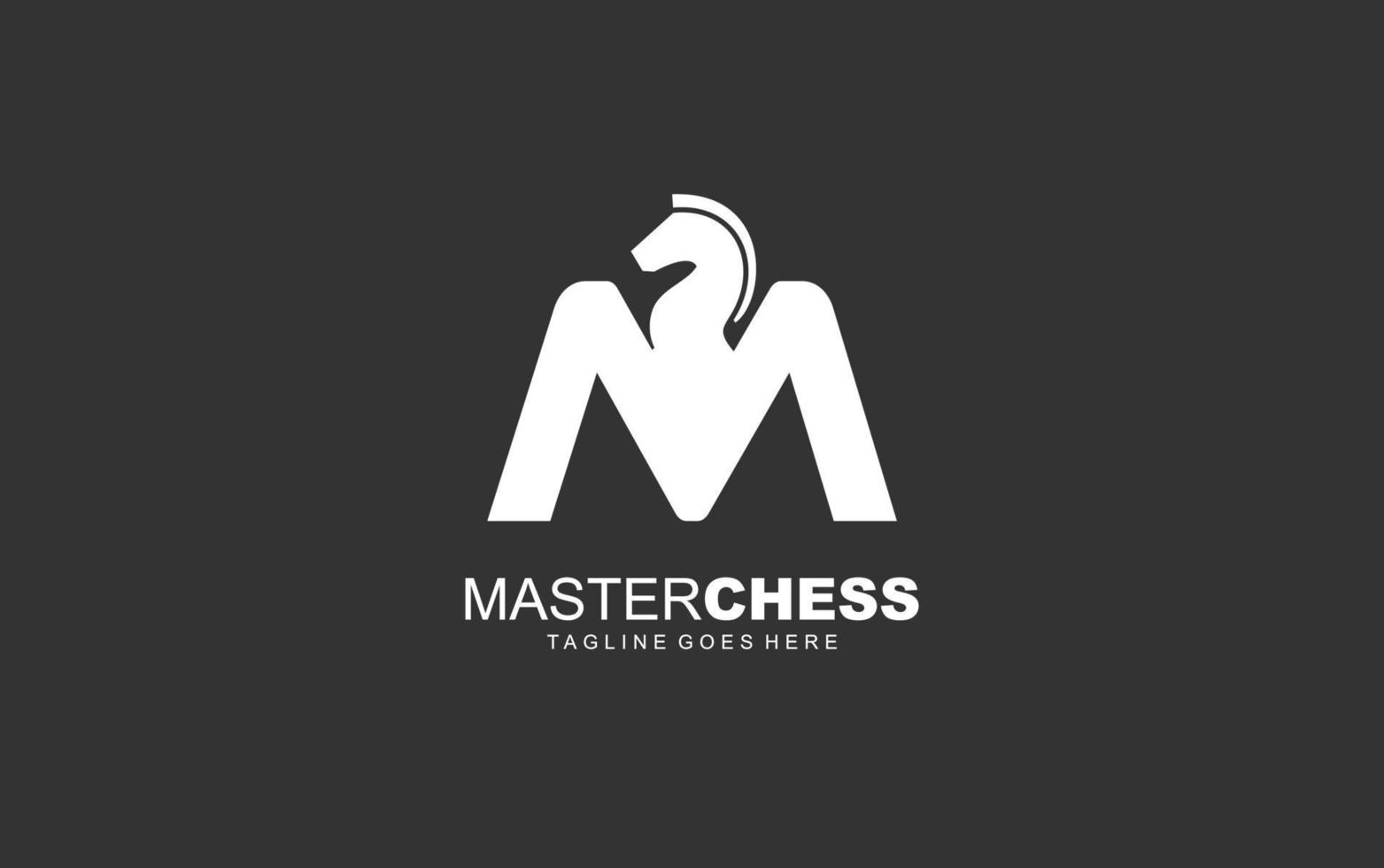 m logo ajedrez para empresa de marca. ilustración de vector de plantilla de caballo para su marca.