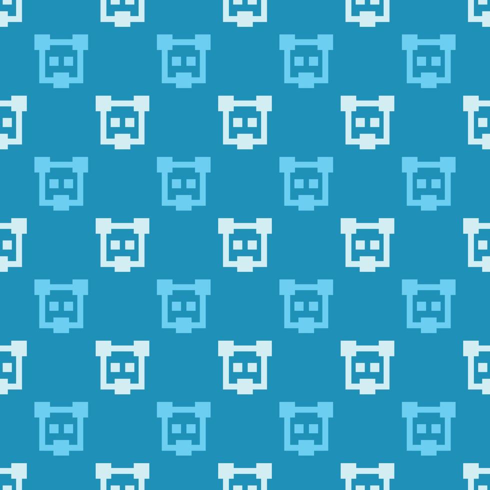 digital pixel head of dog seamless pattern vector