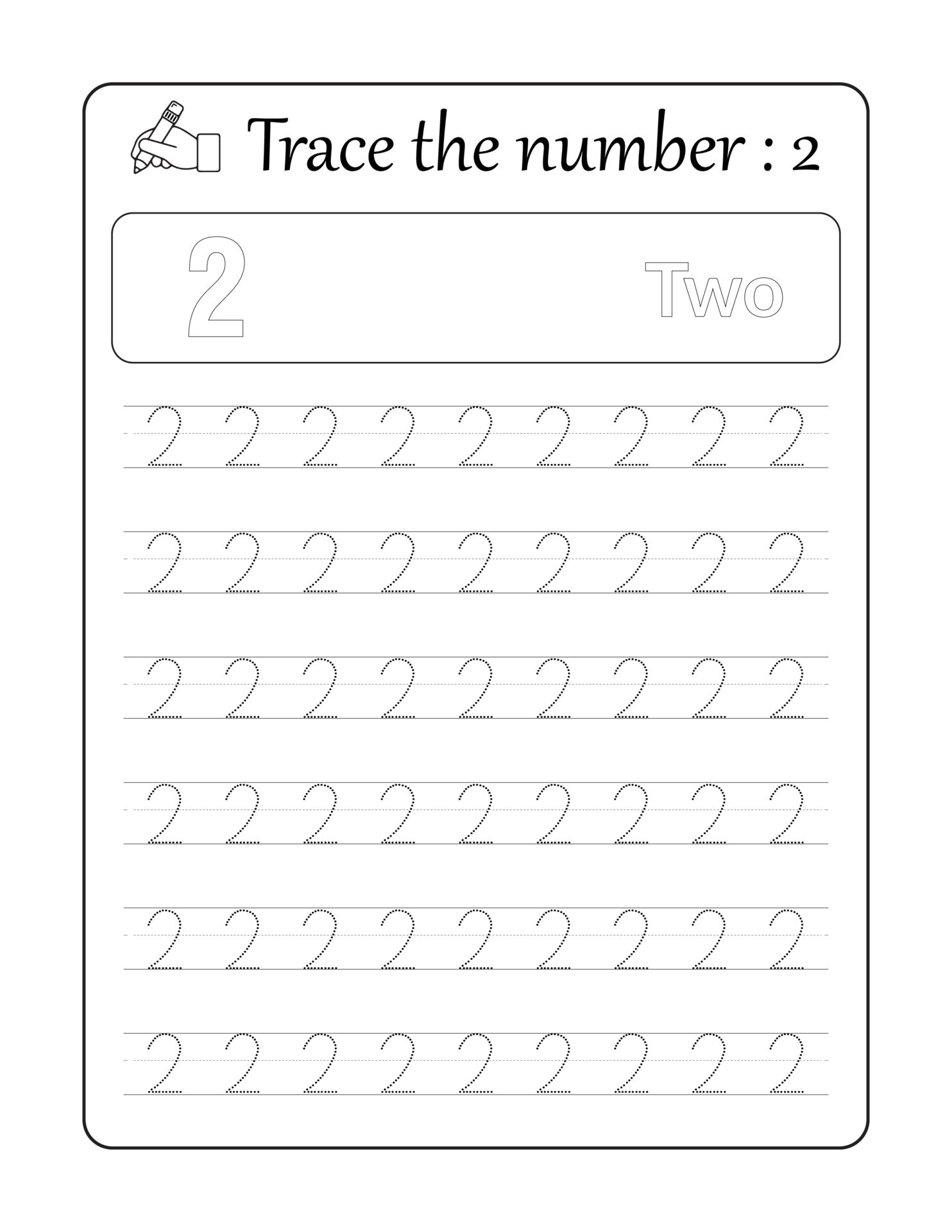 Trace the number 2. Number Tracing for kids 10820813 Vector Art at Vecteezy