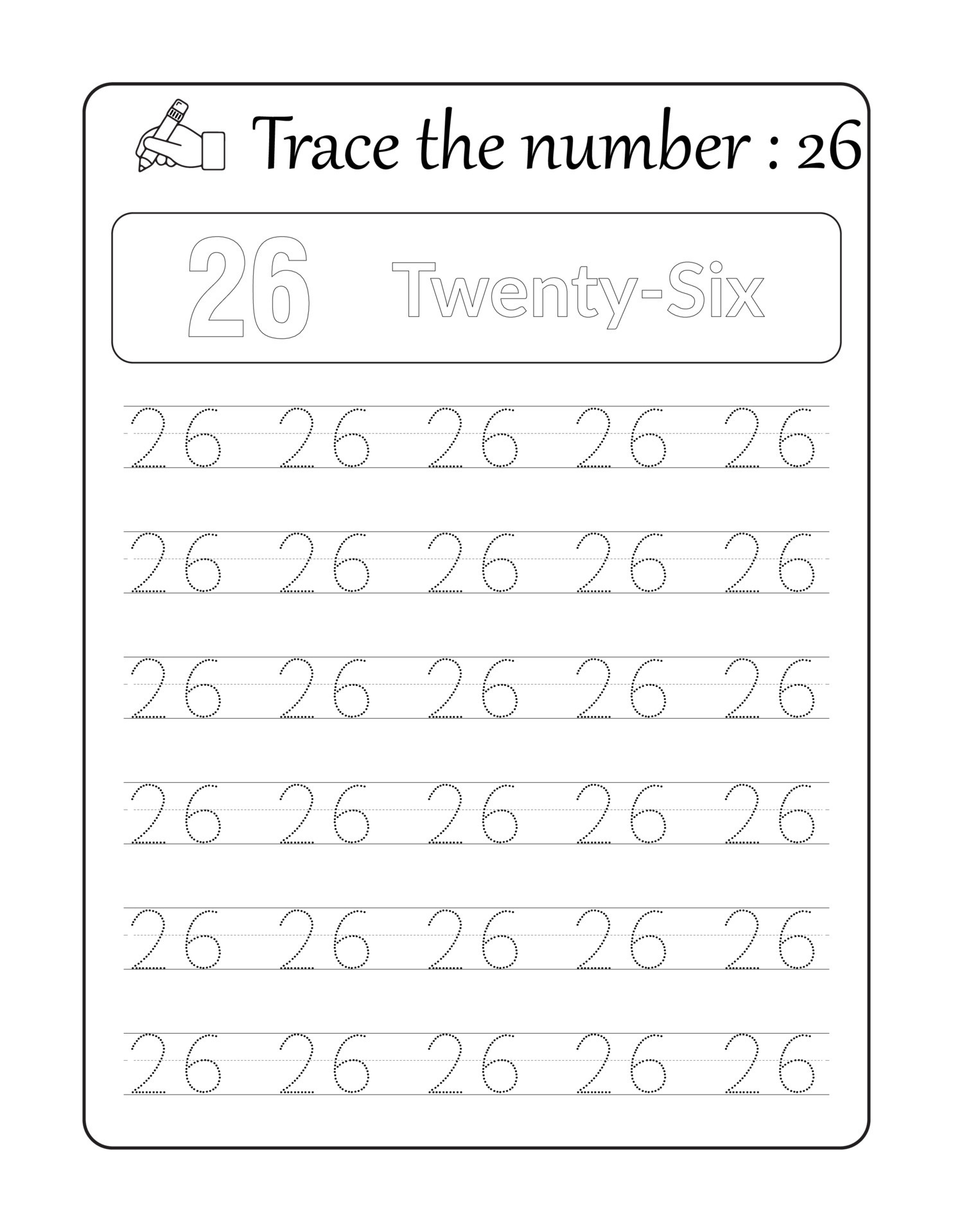 Trace the number 26. Number Tracing for kids 10820814 Vector Art at ...